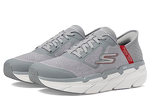 Skechers Herren Max Cushioning Slip-Ins – Athletic Workout Running Walking Schuhe mit Memory Foam Sneaker, Grau/Rot, 47.5 EU von Skechers