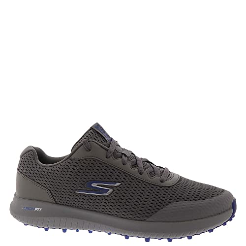 Skechers Herren Elite 5 Range Relaxed Fit Wasserdichter Golfschuh Ohne Spikes Sneaker, Charcoal Textile/Navy Trim, 43 EU von Skechers