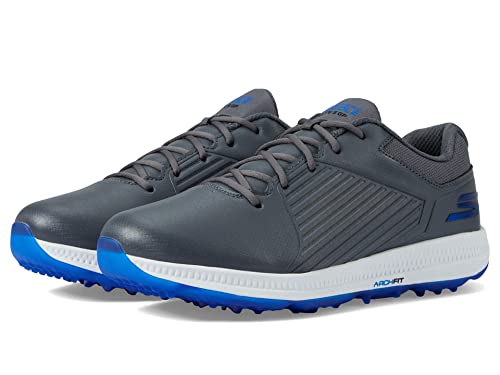 Skechers Herren Mens Shoe-GO Golf Elite 5 GF Sneaker, Grey Synthetic/Blue Trim, 43 EU von Skechers