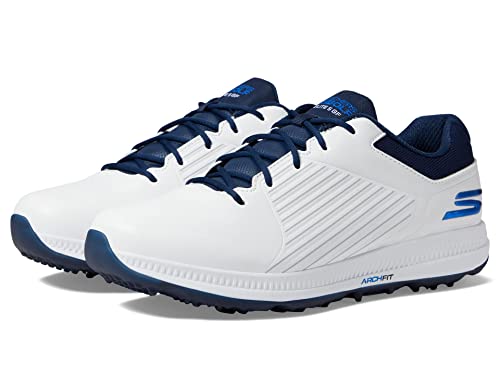 Skechers Herren Mens Shoe-GO Golf Elite 5 GF Sneaker, White Synthetic/Navy Trim, 47 EU von Skechers
