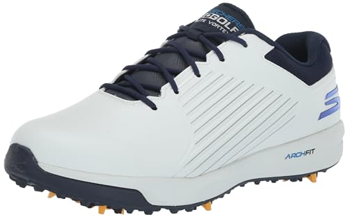 Skechers Herren Mens Shoe-go Golf Elite Vortex Sneaker, Weißes Synthetikmaterial, marineblauer Besatz, 42.5 EU von Skechers
