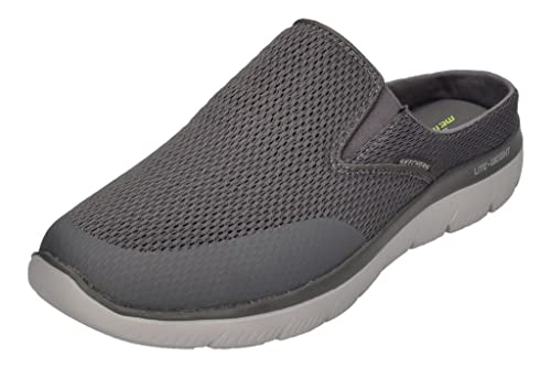 Skechers Summits Vindicator Herren-Clogs, Pantoletten, Hausschuhe, Slides, Slip-On, Freizeitschuhe, Gartenschuhe, Breite: normal, herausnehmbare Einlegesohle, grau, 42.5 EU von Skechers