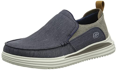 Skechers Herren Bewährt Ever Flacher Slipper, Navy Brown Washed Canvas, 45 EU von Skechers