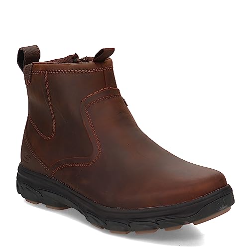 Skechers Herren Resment-Korver Chelsea Boot Seitlicher Reißverschluss Wanderstiefel, Dunkelbraun, 42.5 EU Weit von Skechers