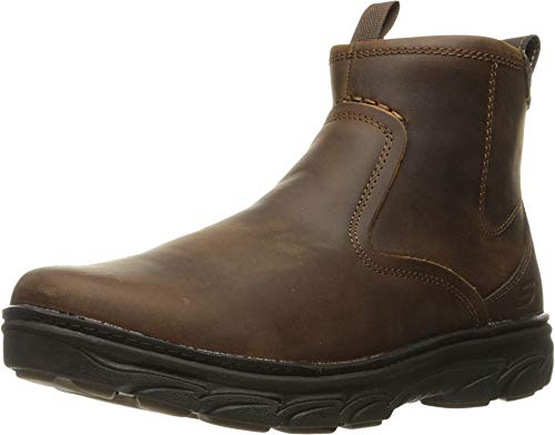 Skechers Herren Resment-Korver Chelsea Boot Seitlicher Reißverschluss Wanderstiefel, Dunkelbraun, 42.5 EU X-Weit von Skechers