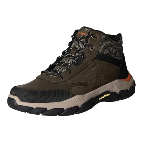 Skechers Herren Santoro Hopkins Wanderstiefel, Olive Leather/Synthetic/Mesh, 44 EU von Skechers