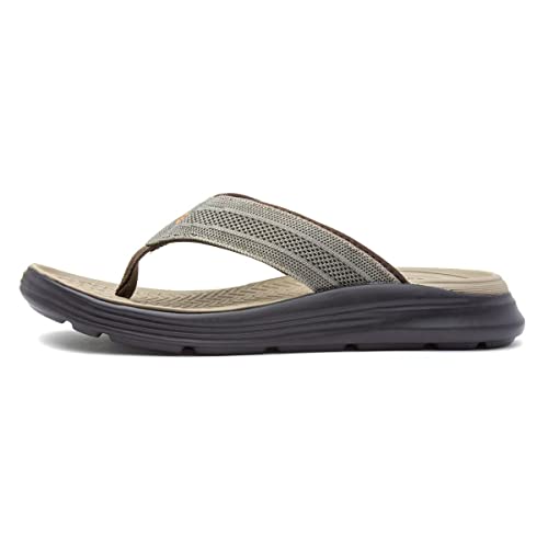 Skechers Herren Sargo Point Vista Flipflop, Lt Brown Knitted Mesh, 43 EU von Skechers