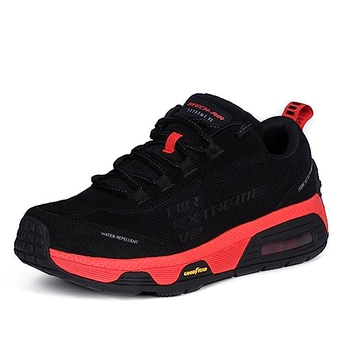 Skechers Herren Skech-AIR Extreme V2 BRAZIN Platform, Black Suede/Mesh/Red Trim, 44 EU von Skechers