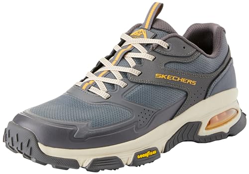 Skechers Herren Skech-air Sleek Envoy Sneaker, Anthrazitfarbenes Leder, Synthetik-Textilbesatz, 45.5 EU von Skechers
