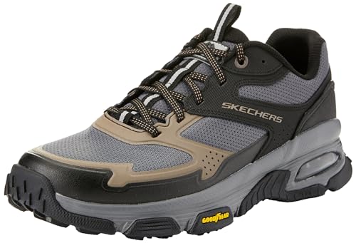 Skechers Herren Skech-Air Sleek Envoy Sneaker, Black Leather/Synthetic/Textile/Brown Trim, 42 EU von Skechers