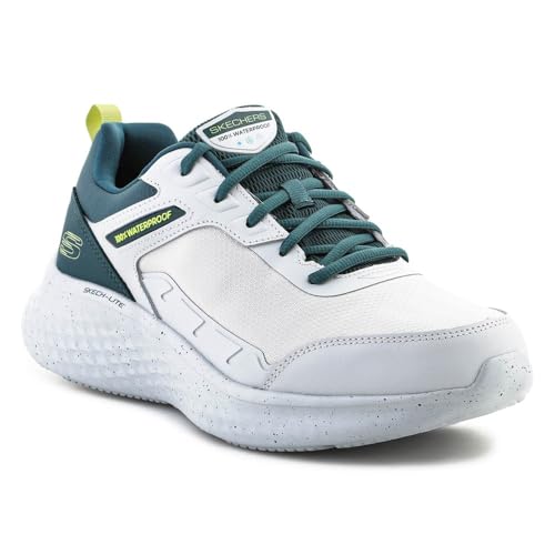 Skechers Herren Skech-Lite Pro Ankkor Sneaker, Light Gray Leather/Mesh/TPU/Green & Lime Trim, 41 EU von Skechers