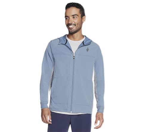 Skechers Herren Skechweave Premium Kapuzenjacke Kapuzenpullover, Blau-Smoke Blue, L von Skechers