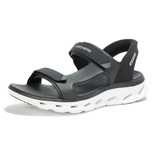 Skechers Herren Slip-Ins Go Walk Glide Step 2.0 Quarter Strap Sandale Sport, Schwarz/Weiß, 47.5 EU von Skechers