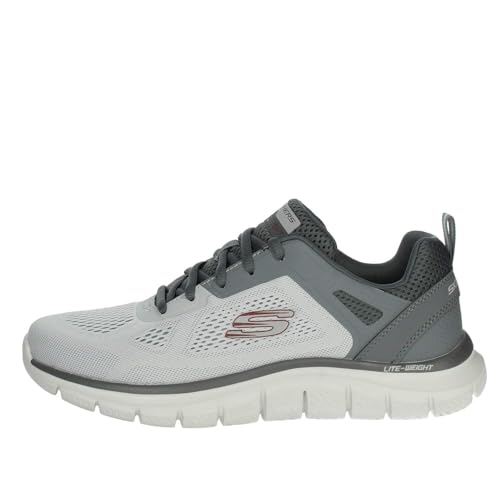Skechers Herren Track Broader Platform, Gray Engineered Mesh/Pu/Charcoal Trim, 42.5 EU von Skechers