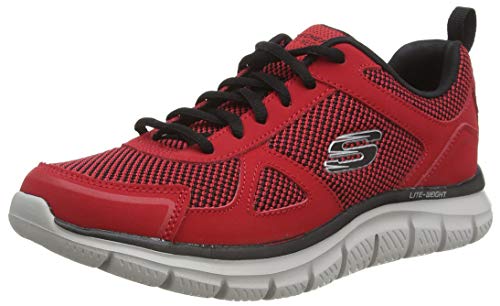 Skechers Herren Track BUCOLO Sports Shoes, Red Leather/Black Mesh/Trim, 46 EU von Skechers