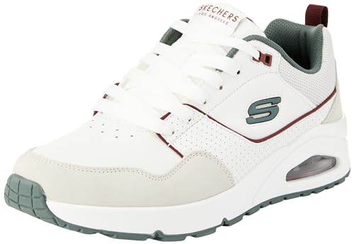 Skechers Herren UNO Retro One Sneaker, Weiß Duraleather Wildleder Grün Mesh Burg, 39.5 EU von Skechers