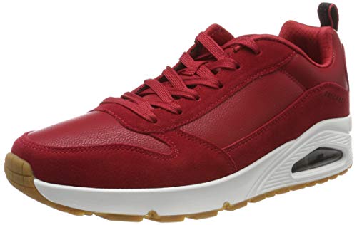 Skechers Herren UNO-Stacre Sneaker, (Red Leather/Pu/Mesh/Trim Red), 42.5 EU von Skechers