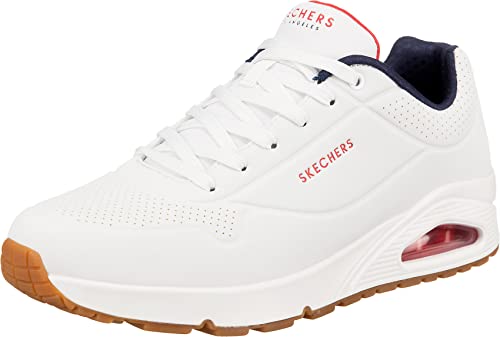 Skechers Herren Uno Stand On Air Sneaker, White Durabuck Navy Red Trim, 41 EU von Skechers