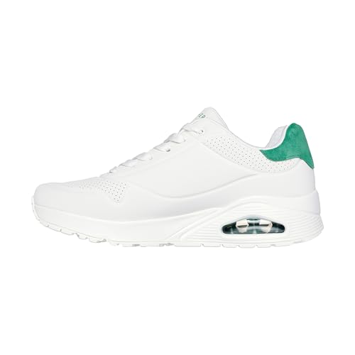 Skechers Herren UNO Suited On Air Sneaker, White Durabuck/Green Suede, 42.5 EU von Skechers