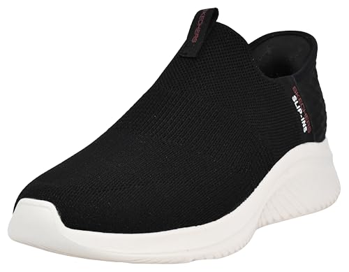Skechers Herren Ultra Flex 3.0 Smooth Step Sneaker, Black Knit/Red Trim, 40 EU von Skechers