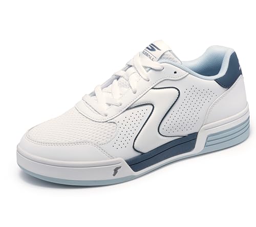 Skechers Herren Viper Court Classic Sneaker, White Leather Synthetic Textile Blue Trim, 46 EU Skechers Herren Viper Court Classic Sneaker, White Leather Synthetic Textile Blue Trim, 46 EU von Skechers