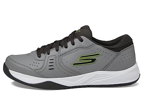 Skechers Herren Viper Court Smash Pickleball-Schuhe für drinnen und draußen, entspannte Passform Sneaker, Grau/Limette, 44 EU von Skechers