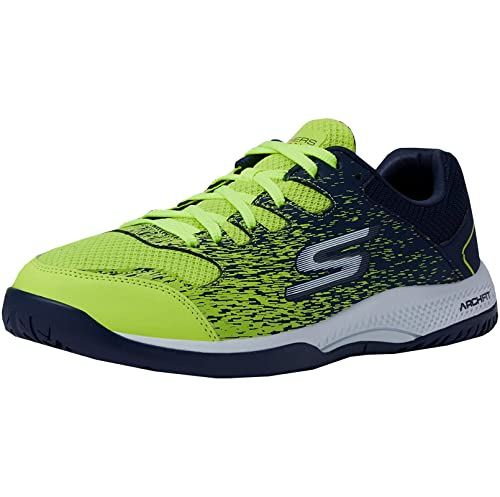 Skechers Herren Viper Court – Sportliche Pickleball-Schuhe für drinnen und draußen, mit Fußgewölbe-Unterstützung Sneaker, Gelb/Marineblau, 39.5 EU von Skechers