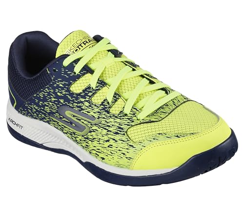 Skechers Herren Viper Court – Sportliche Pickleball-Schuhe für drinnen und draußen, mit Fußgewölbe-Unterstützung Sneaker, Gelb/Marineblau, 48.5 EU von Skechers