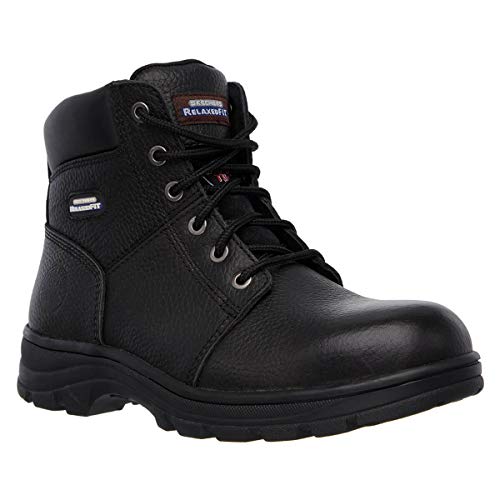 Skechers Herren Workshire Kampfstiefel, Black Embossed Leather, 45.5 EU von Skechers