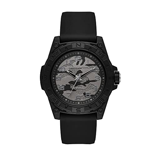 Skechers Herrenuhr Encino, Dreizeiger Uhrwerk, 44MM Schwarzes Polykarbonat Gehäuse mit Silikonarmband, SR5192 von Skechers