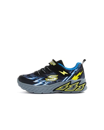 Skechers Jungen 400150n Bkbl Sneaker, Black Textile Synthetic Blue Yellow Trim, 21 EU von Skechers