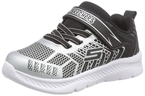 Skechers Jungen 407218n Bksl Sneaker, Schwarz Silber Textil Synthetik Silber Tri, 24 EU von Skechers