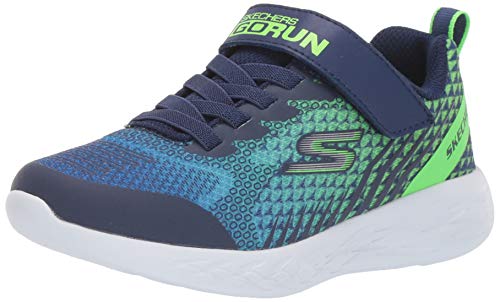 Skechers Jungen Go Run 600 Baxtux Sneaker, Navy Mesh Navy Synthetic Lime Trim, 33 EU von Skechers