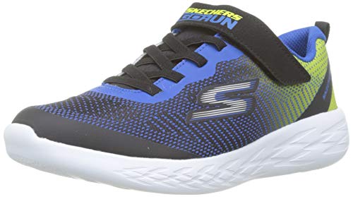 Skechers Jungen Go Run 600 Farrox Sneaker, Black Lime Textile Blue Trim, 30 EU von Skechers