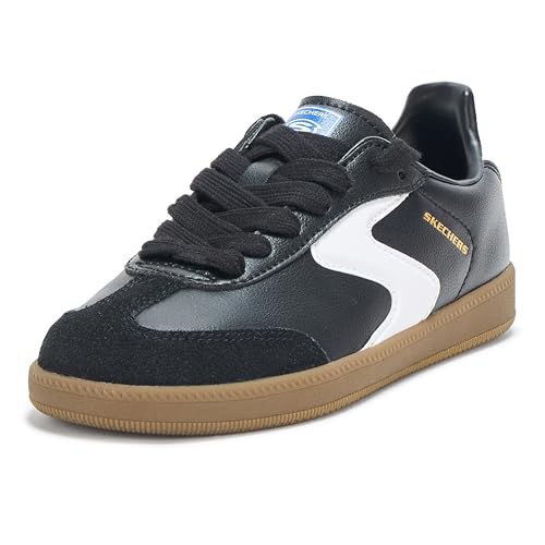 Skechers Hotshot Junior Varsity Sneaker, Black Synthetic/White Leather/White Trim, 33 EU von Skechers