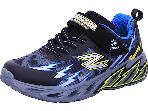 Skechers Jungen Light Storm 2.0 fashion sneakers, Black Textile Synthetic Blue Yellow Trim, 28 EU von Skechers