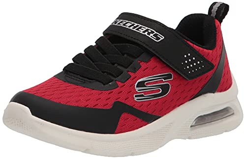 Skechers Jungen Microspec Max Torvix Sneaker, Red Black Textile Trim Silver Trim, 34 EU von Skechers