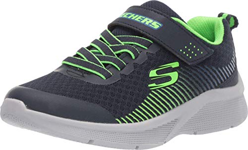 Skechers Jungen Microspec Gorza Sportschuhe, Navy Textile Lime Blue Trim, 32 EU von Skechers