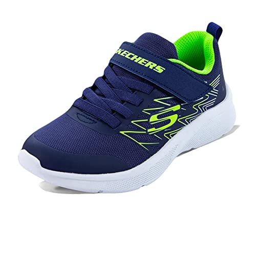 Skechers Jungen Microspec Texlor Sneaker, Navy Textile Lime Silver Trim, 27.5 EU von Skechers