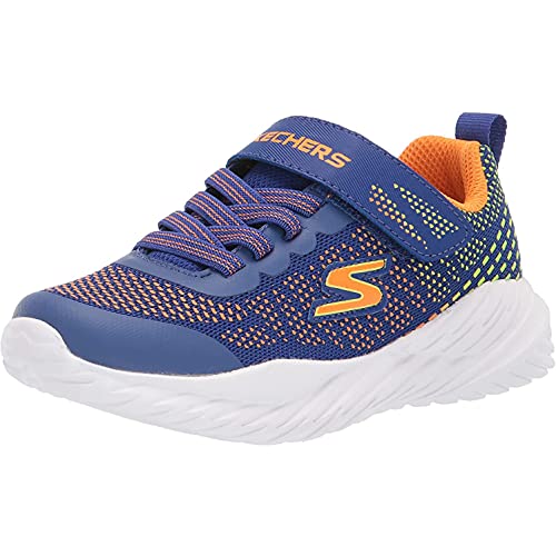 Skechers Jungen Nitro Sprint Karvo Sneaker, Blue Textile Orange Lime Trim, 28.5 EU von Skechers