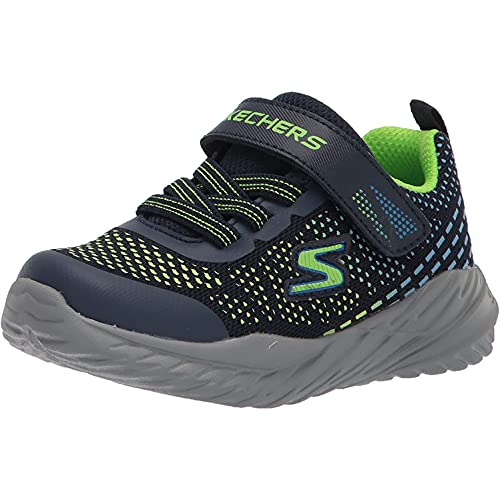 Skechers Jungen Nitro Sprint Karvo Sneaker, Navy Textile Lime Blue Trim, 35.5 EU von Skechers