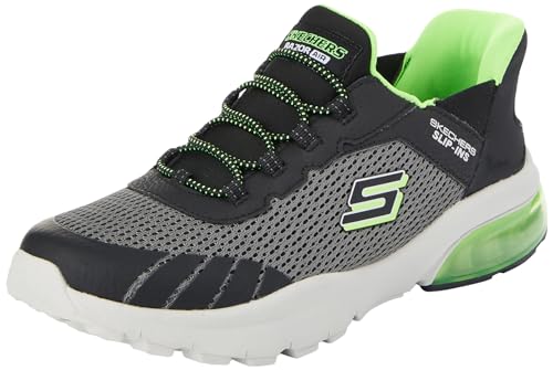 Skechers Jungen Slip-On, Anthrazitfarbener Textilbesatz, schwarzer Synthetikbes von Skechers