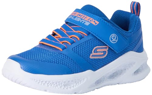 Skechers Jungen Sneaker, Blaues Textil-Synthetik-orangefarbener BES, 34 EU von Skechers