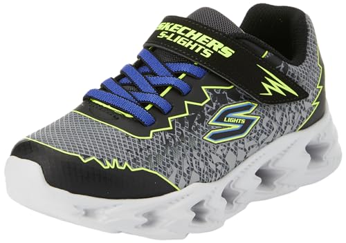 Skechers Jungen Sneaker, Schwarz Synthetik Gelb Blau Trim von Skechers