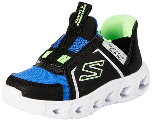 Skechers Jungen Sneaker, Schwarz Synthetik Textil Blau Limette Silv, 24 EU von Skechers