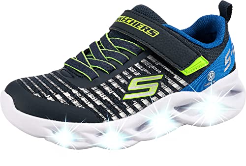 Skechers Twisty Brights NOVLO Sneaker, Navy & Blue Textile/Lime & Silver Trim, 32 EU von Skechers