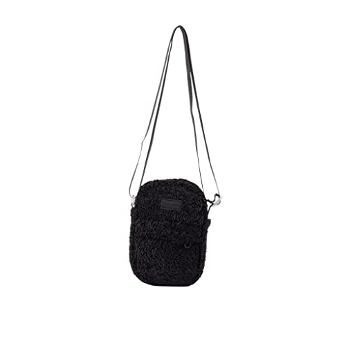 Skechers Kleine Umhängetasche aus Sherpa-Kunstherpa-Kunststoff, Mini-Handtasche mit Reißverschluss, Schwarz von Skechers