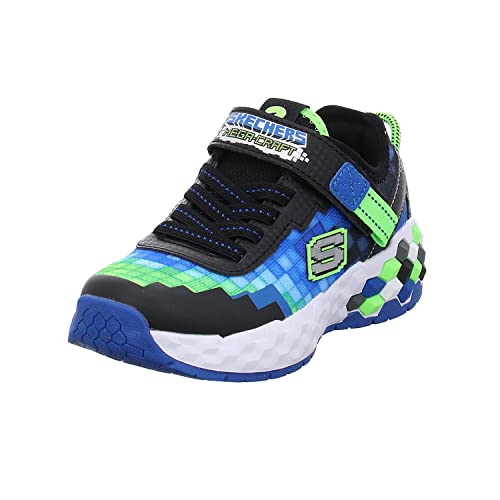 Skechers Unisex Kinder Mega-Craft 2.0 Platform, Black Blue Textile Synthetic Lime Trim, 34 EU von Skechers