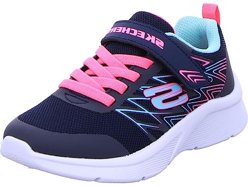 Skechers Mädchen Microspec Bold Delight Sneaker, Navy Mesh Hot Pink Trim, 35 EU von Skechers