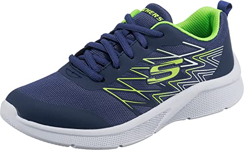 Skechers MICROSPEC Quick Sprint Sneaker, Navy Textile/Lime & Silver Trim, 32 EU von Skechers